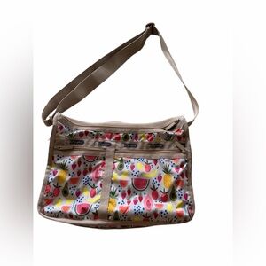 Lesportsac Deluxe Everyday bag-Summer fruits, with matching pouch, EUC